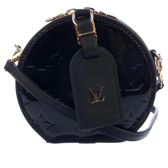 LOUIS VUITTON-AUTHENTIC Black Patent Leather Vernis Mini Boite Chapeau Handbag - Picture 16 of 16